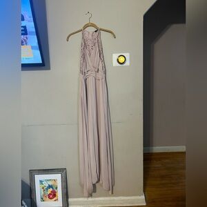 Women light pink long prom dress